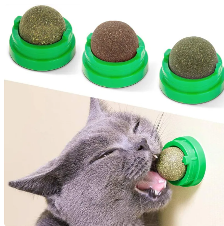 Catnip Wall Stick-on Ball Toy para Gatos, Catnip Toy, Scratchers, Guloseimas, Saudável, Natural, Remove Bolas, Promover a Digestão, Snack de Grama de Gato